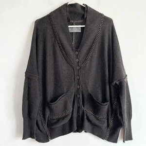 ALL SAINTS Spitalfields from Wasteland Chain Trim Cardigan Gray Wool Cashmere 10